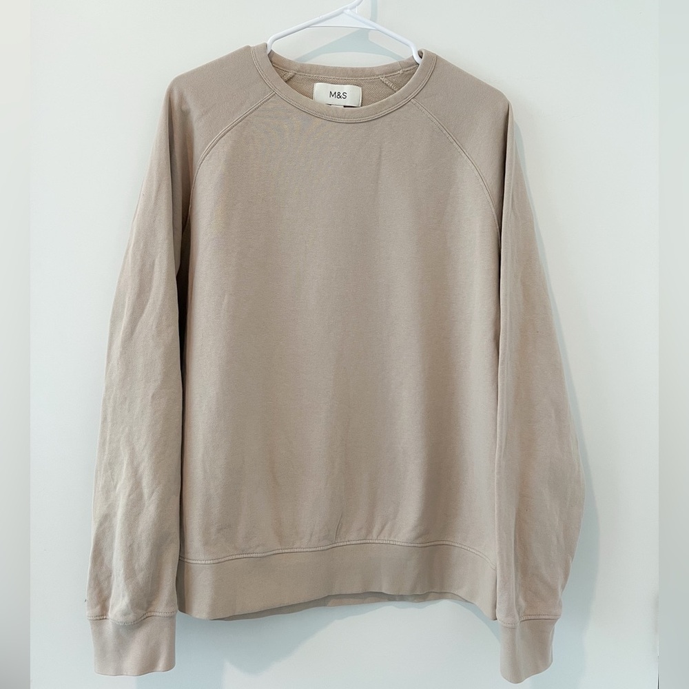 M&S 100% Cotton Sweatshirt Marks&Spencer cream sweater Size L
